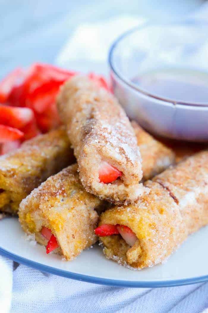 Strawberry Stuffed French Toast Roll-Ups