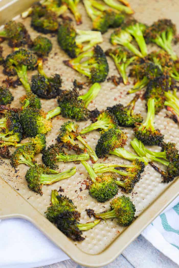 Roasted Broccoli on sheet pan.