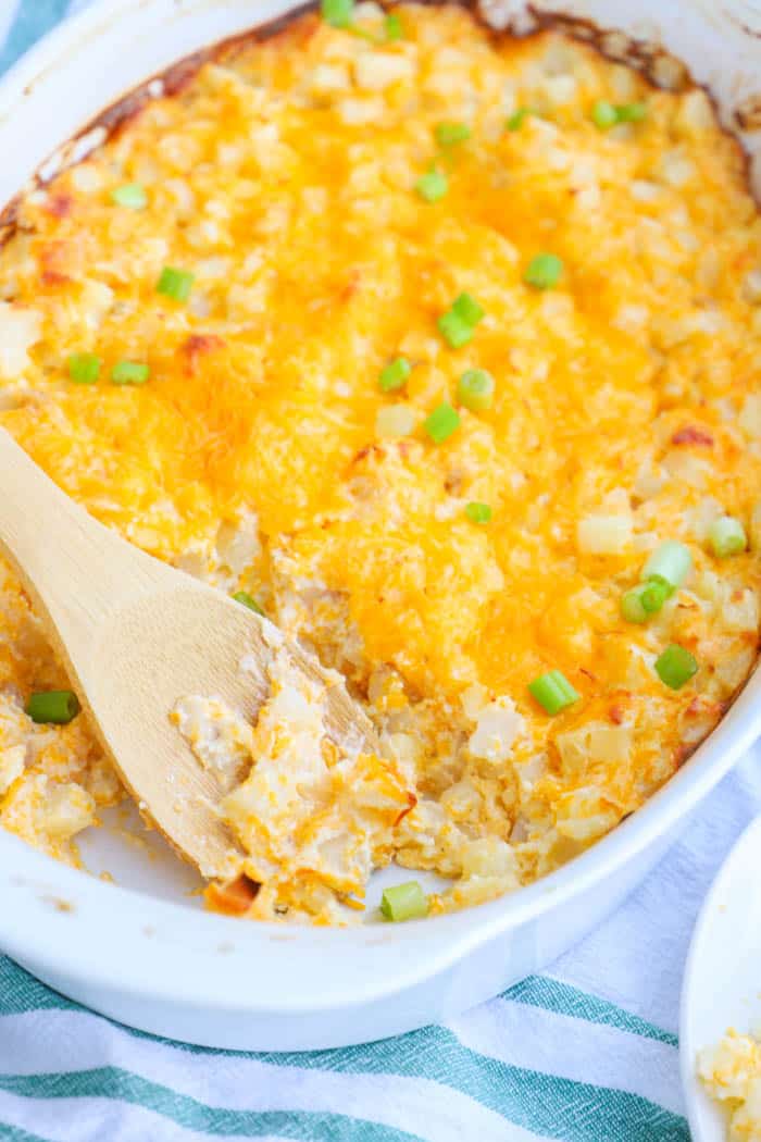 Cheesy Ranch Potato Casserole in a casserole dish