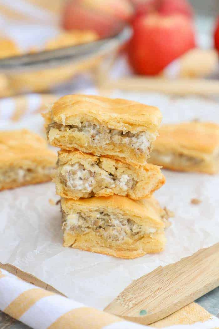3 Ingredient Sausage Breakfast Bites on top of each other. 