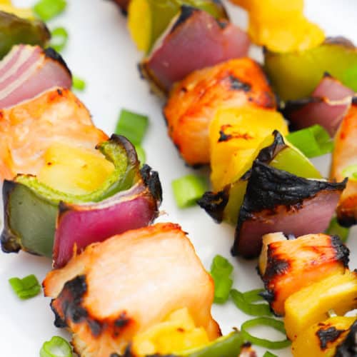 Close up photo of Hawaiian Chicken Kabobs