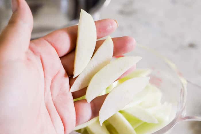 apple slices in my hand
