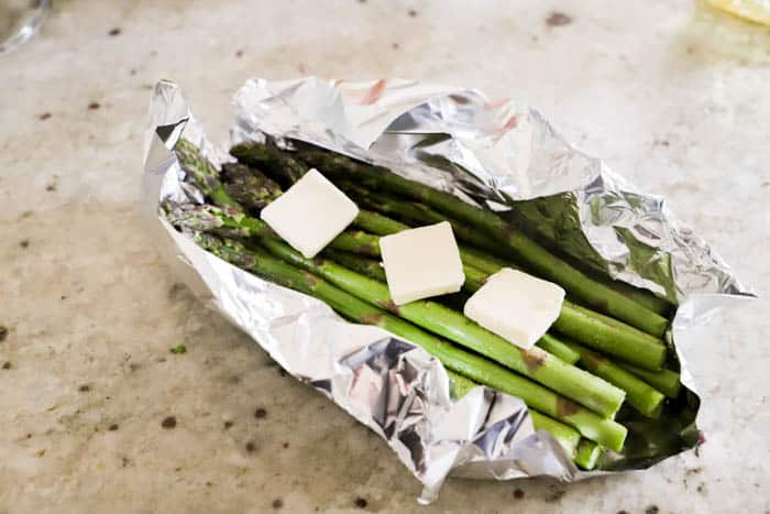 Grilled Asparagus with butter on top