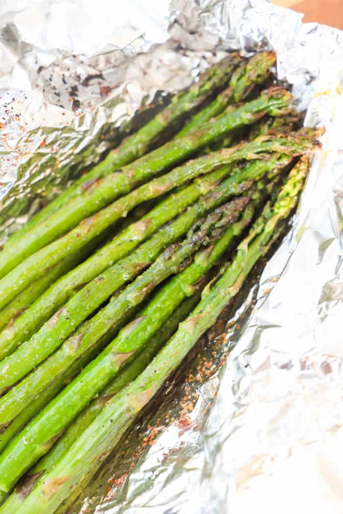 Grilled Asparagus cooked and in foil