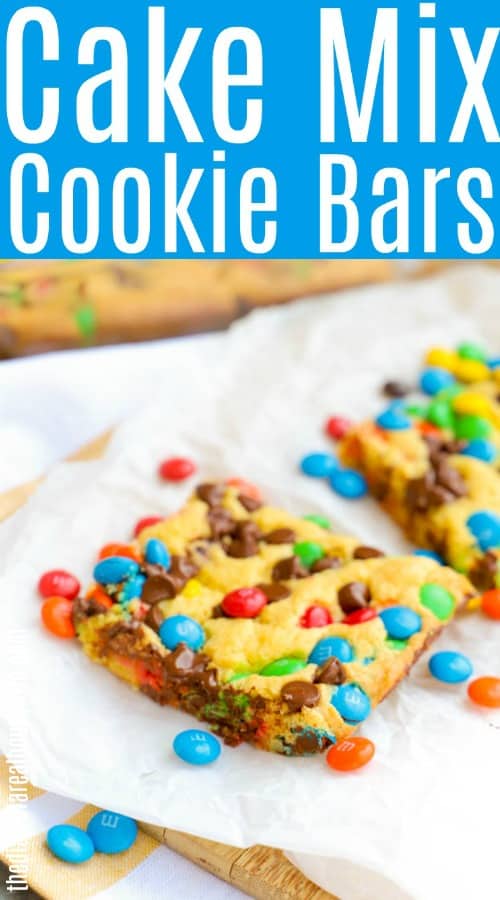 Cake Mix Cookie Bars with text over image