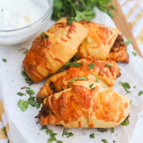 Taco Roll-Ups on a serving board