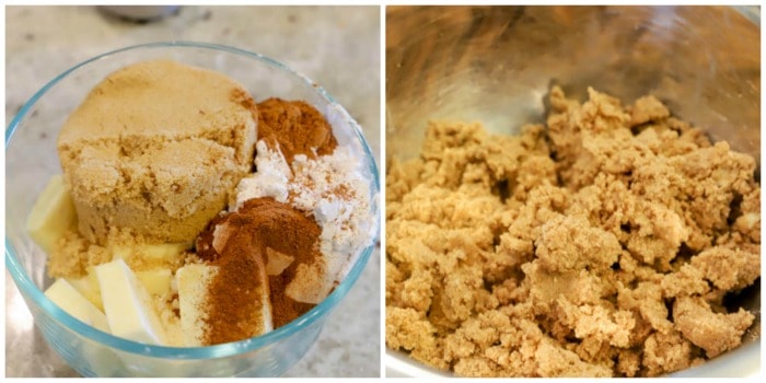 making topping for Apple Cinnamon French Toast Casserole