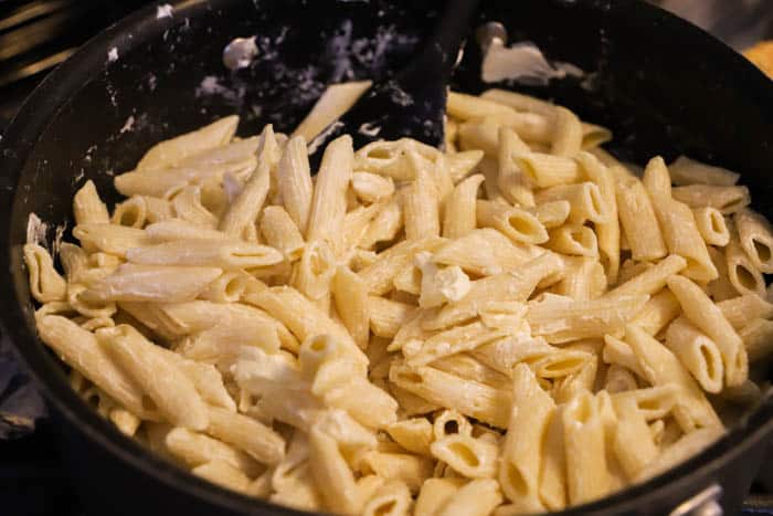 cream cheese melted into pasta