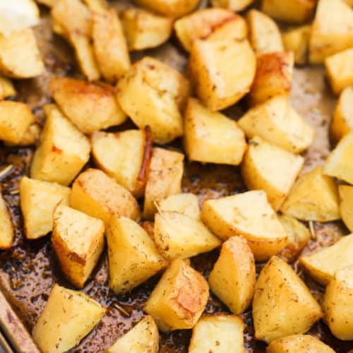 Lemon Herb Roasted Potatoes on a pan
