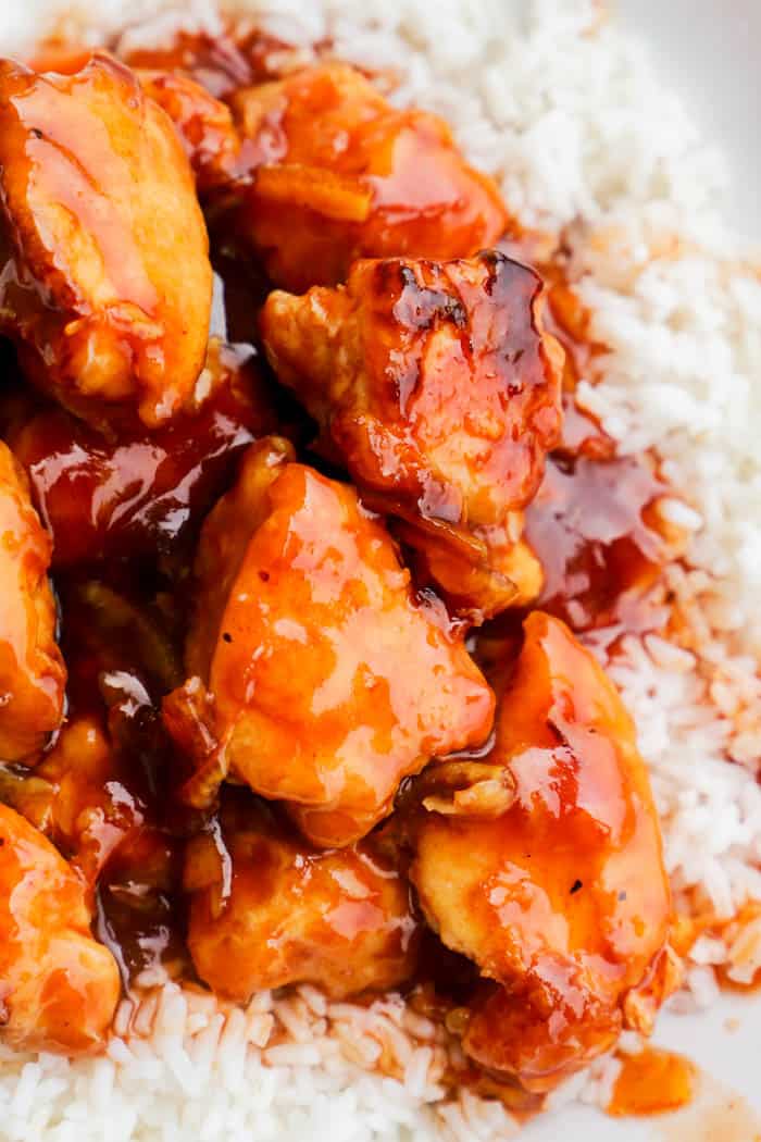 Easy Orange Chicken on rice