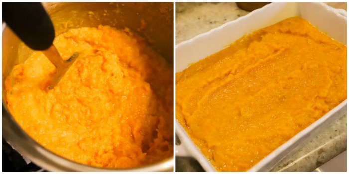 cooked sweet potatoes and mashed