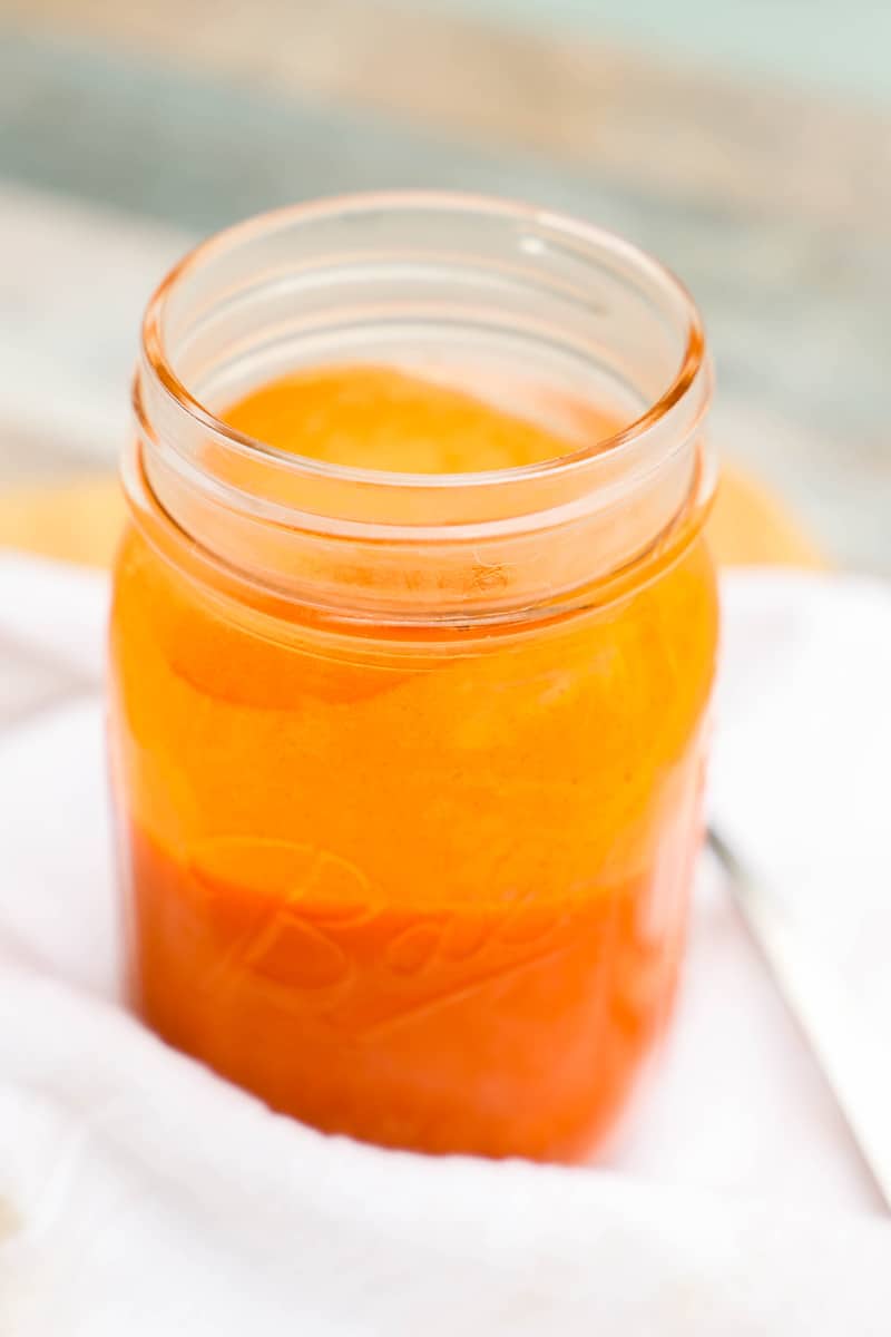 Homemade Buffalo Sauce in a mason jar