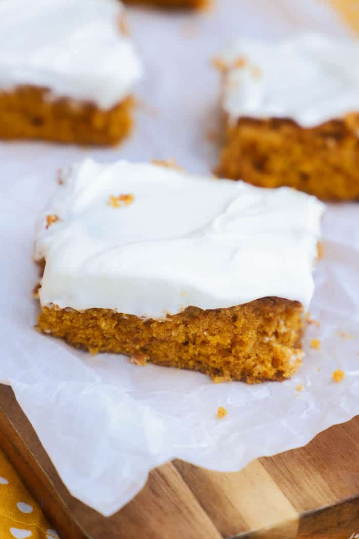 Pumpkin Bars on a serving board
