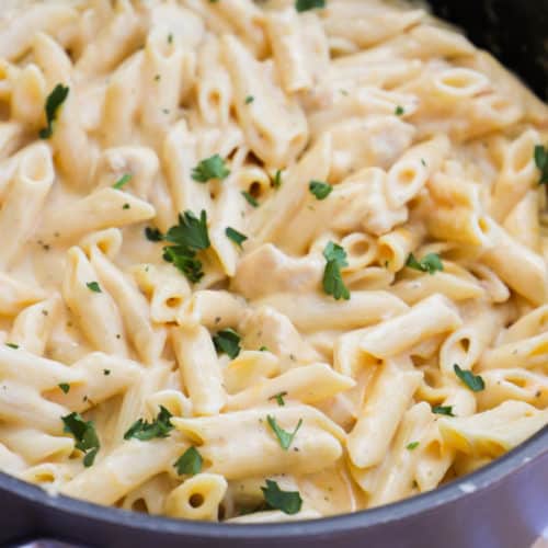 Cheesy Chicken Pasta in a pot