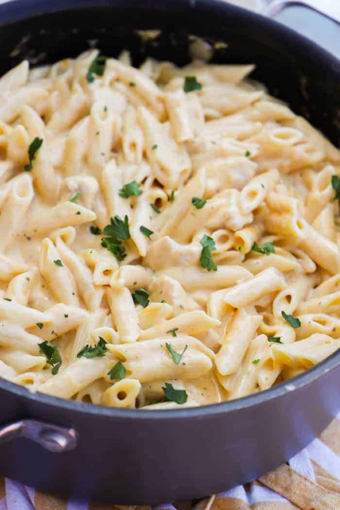 Cheesy Chicken Pasta in a pot