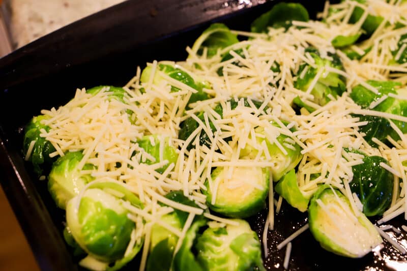 Parmesan Roasted Brussel Sprouts ready for the oven