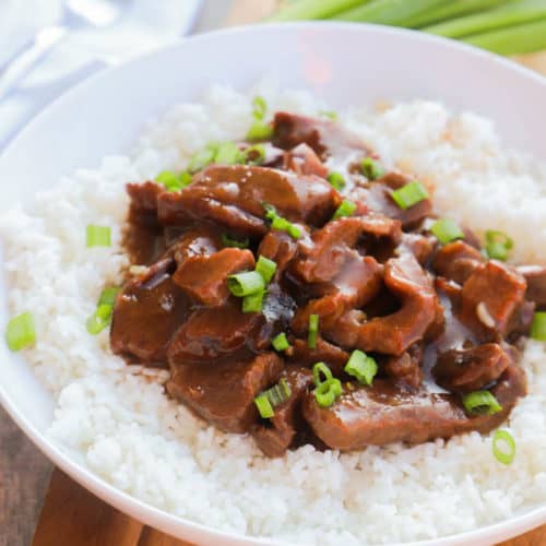 Slow Cooker Mongolian Beef with green onions