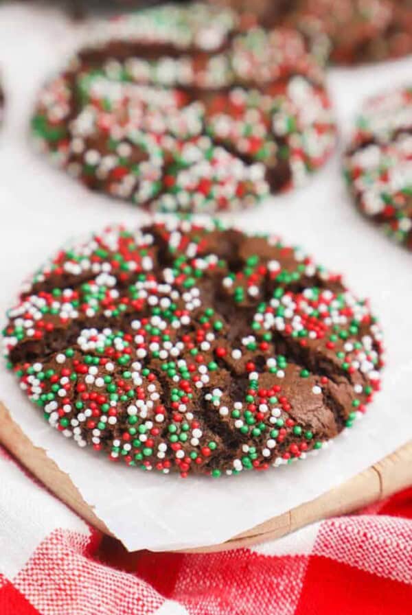 Chocolate Christmas Sprinkle Cookies