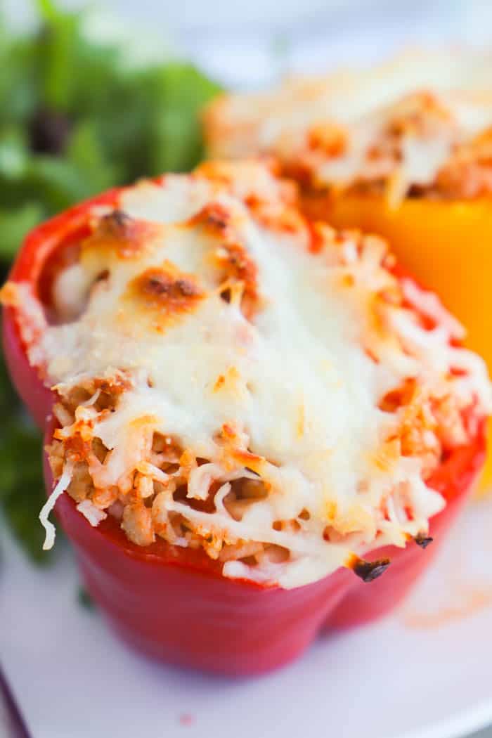 Ground Turkey and Rice Stuffed Peppers with a side salad