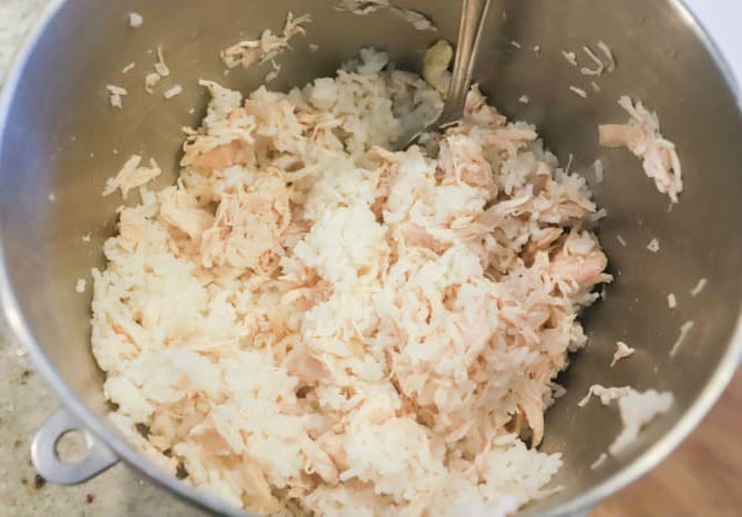 Parmesan Chicken and Rice Casserole in a mixer