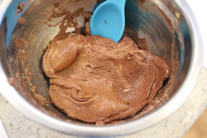cooking dough in a mixing bowl