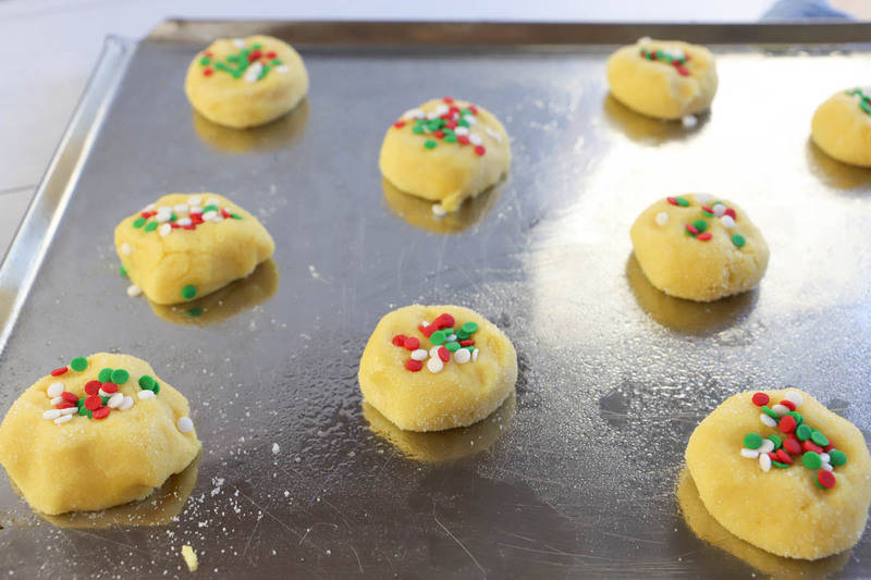 cooking dough on pan before baking