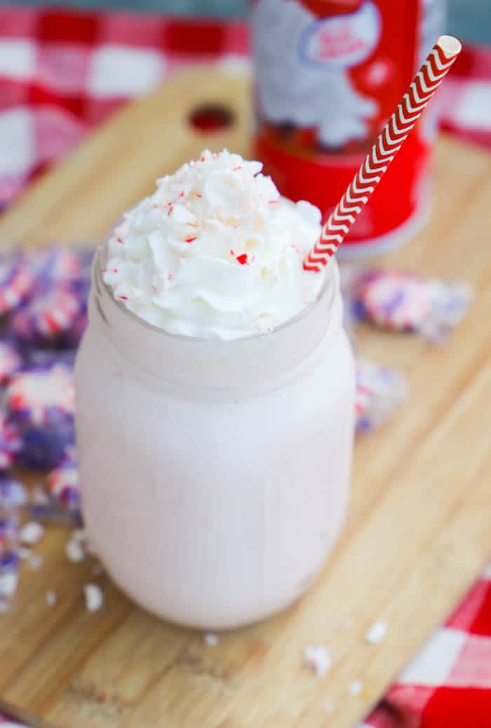 Peppermint Milkshake with whipped cream and peppermint 