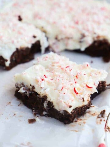Peppermint Cream Cheese Frosted Brownies