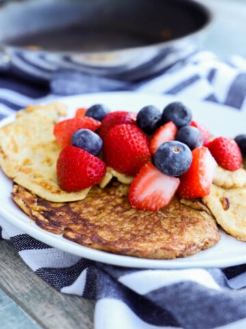 2 Ingredient Pancakes on a white plate