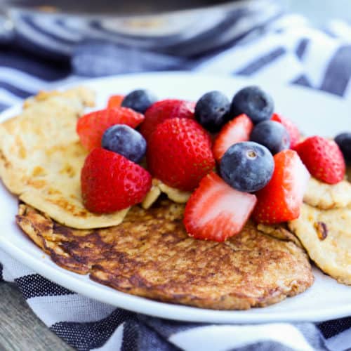 2 Ingredient Pancakes on a white plate