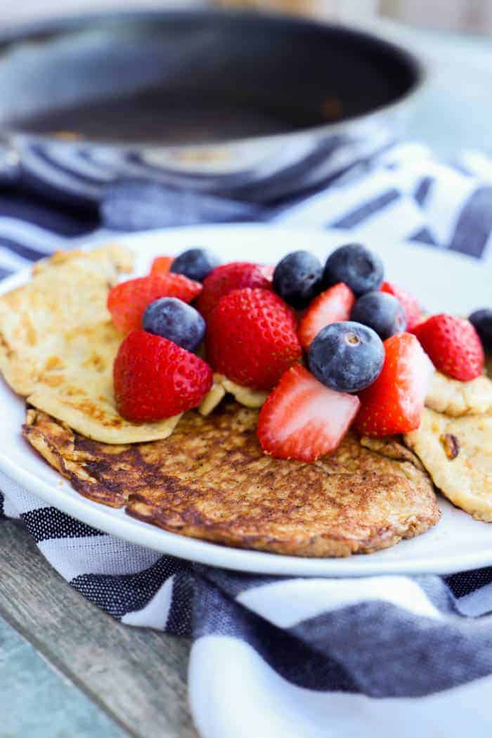 2 Ingredient Pancakes on a white plate