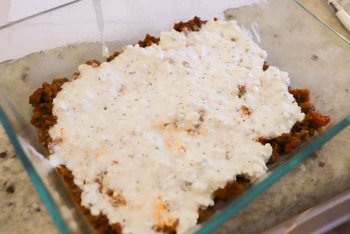 adding layers to the Lasagna Dip