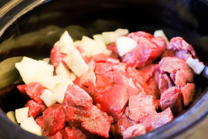 beef and onion in slow cooker