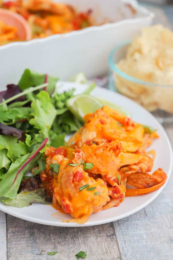 Baked Chicken Fajitas on a white plate