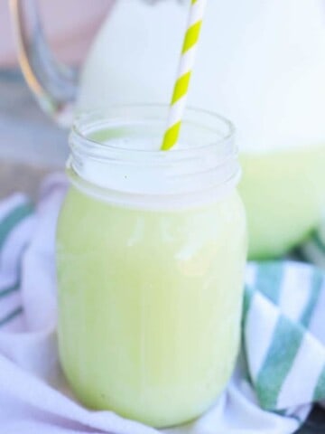 Green Party Punch in Mason jar