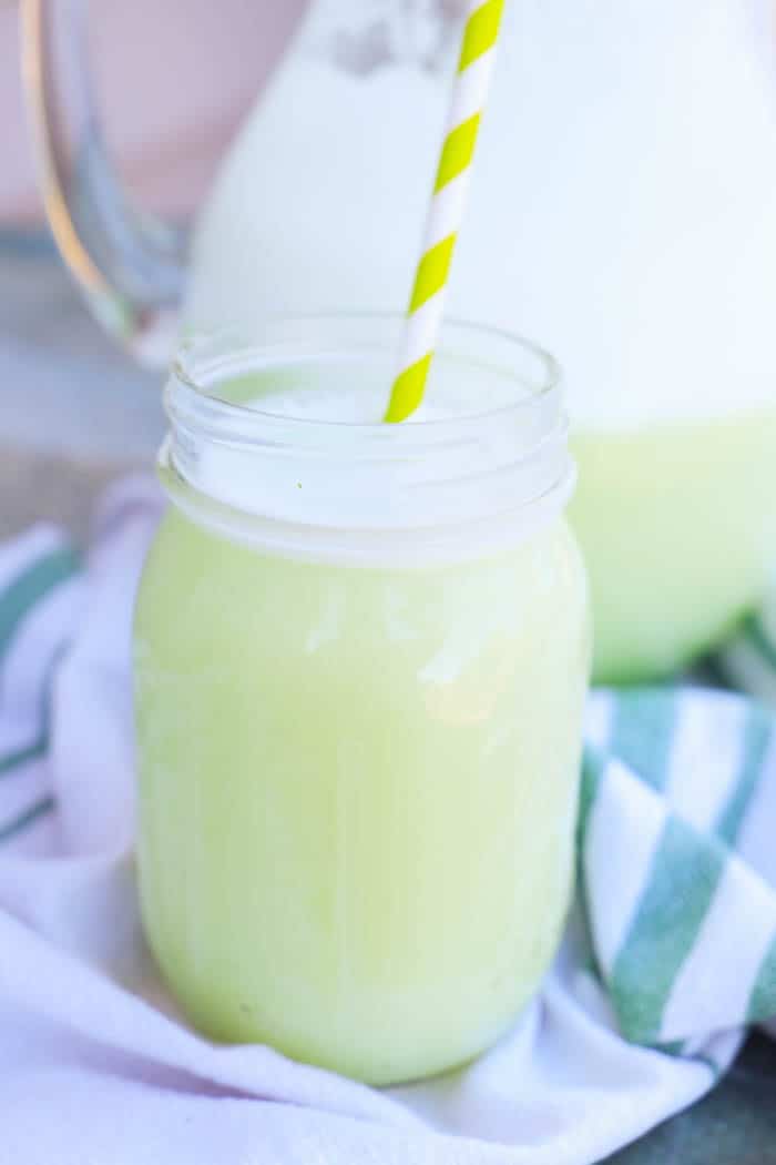 Green Party Punch in a mason jar