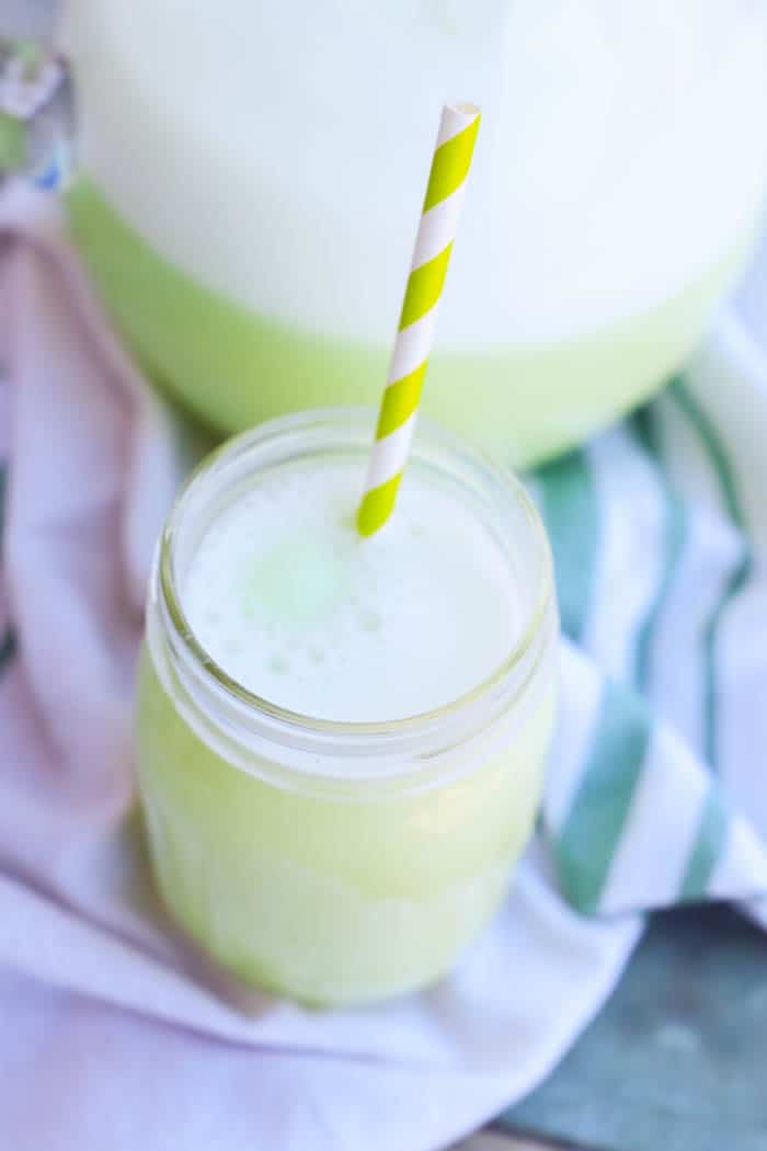 Green Party Punch with a green straw