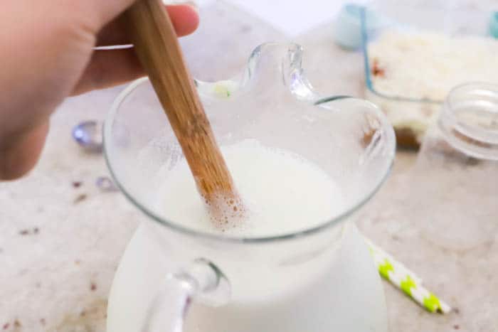 mixing ingredients in pitcher