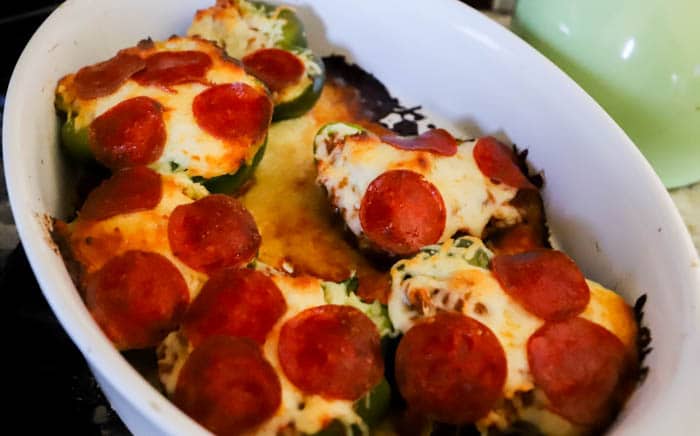 Pizza Stuffed Peppers after baking