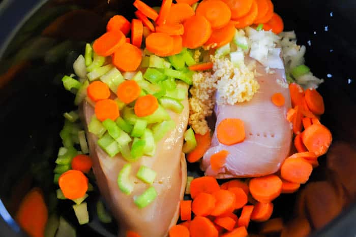 ingredients in the slow cooker for soup