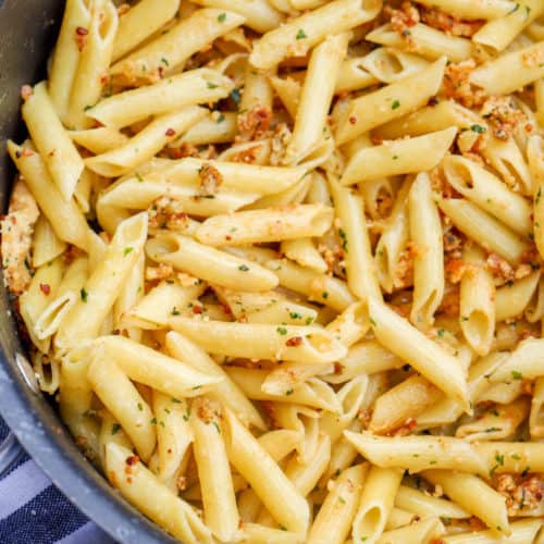 5 Ingredient Parmesan Garlic Penne in a large pot