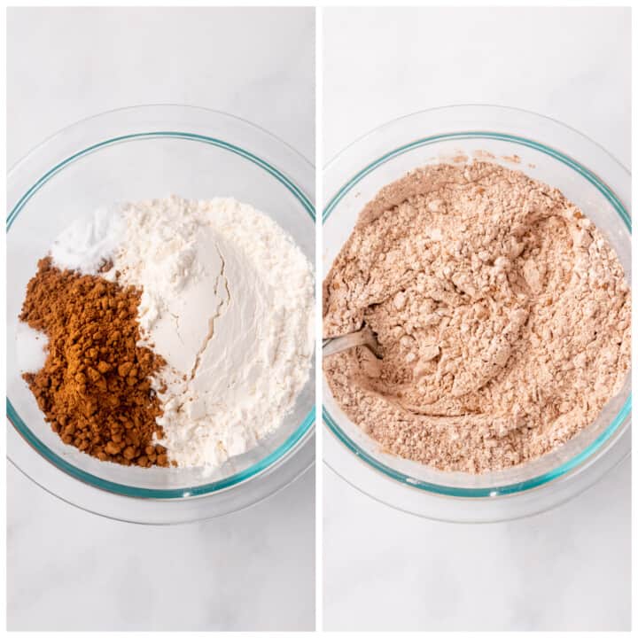 mixing and sifting dry ingredients