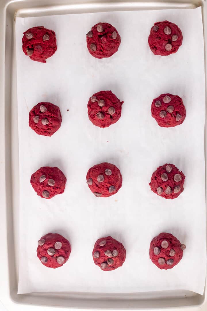 red velvet cookie dough balls
