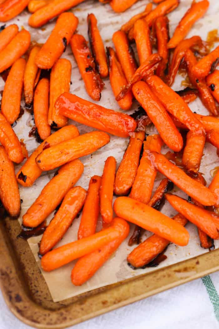 Roasted Maple Carrots on a sheet pan