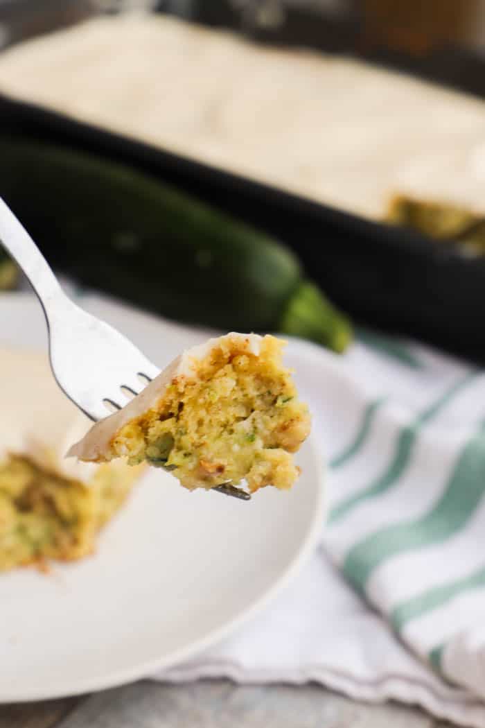 piece of Zucchini Cake in a fork