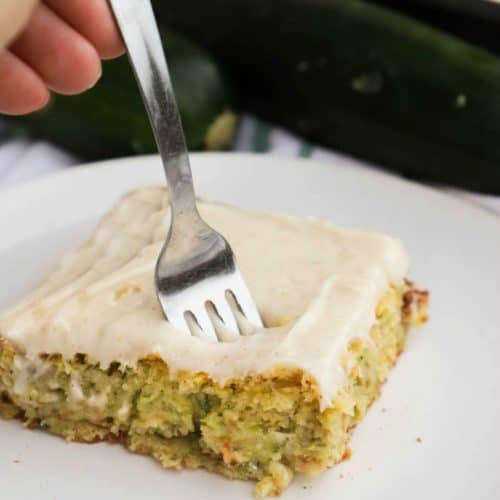 Zucchini Cake with a metal fork