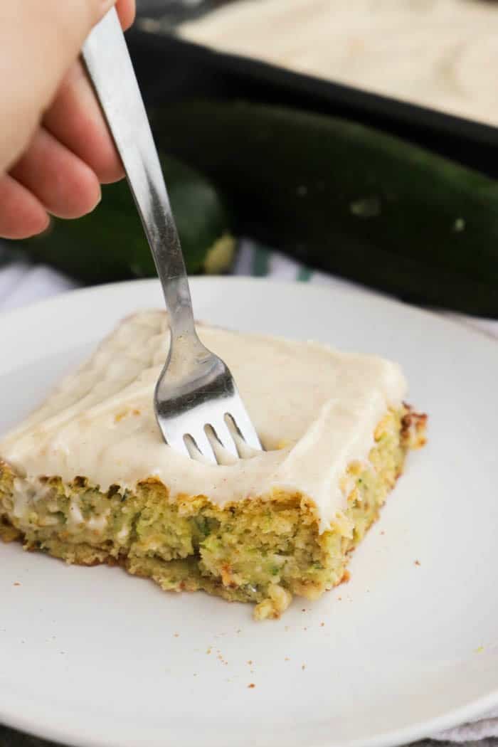 Zucchini Cake with a metal fork