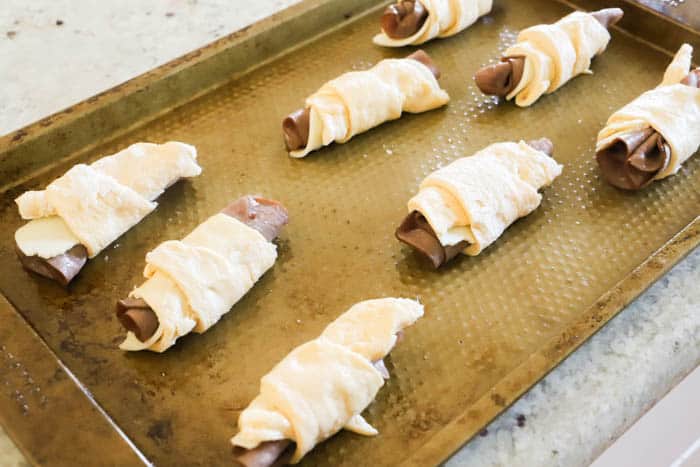 all French Dip Crescents on the baking sheet