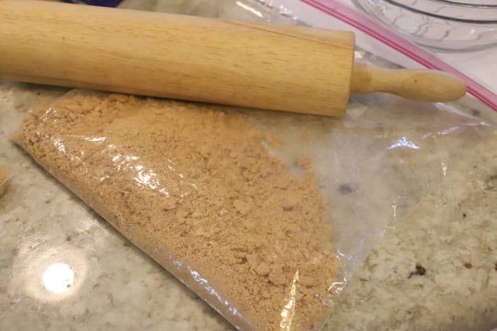 smashing crackers to make crust