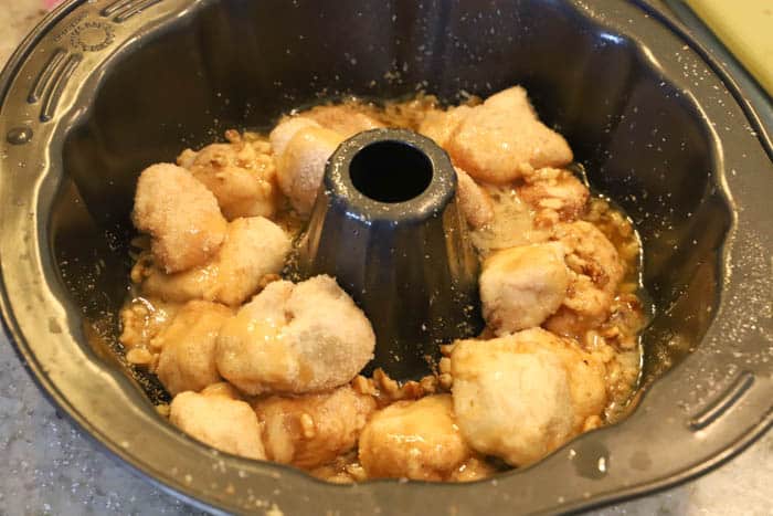 placing dough in the pan